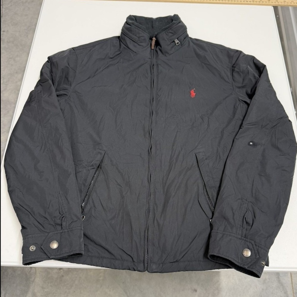 Polo Ralph Lauren Black Full Zip Jacket Red‎ Pony Logo Mens Size L